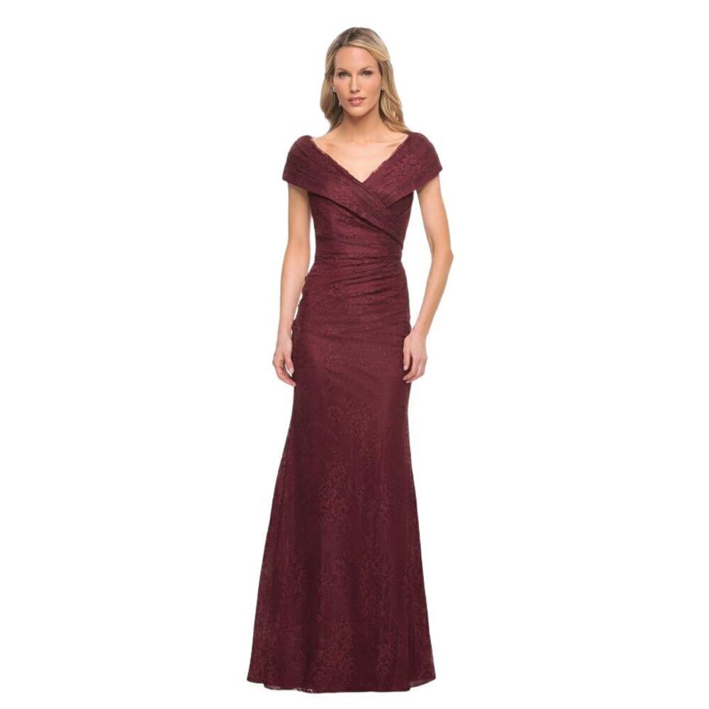 La Femme Off The Shoulder Cap Sleeve Evening Dress Gown Women's Size 14 NWOT